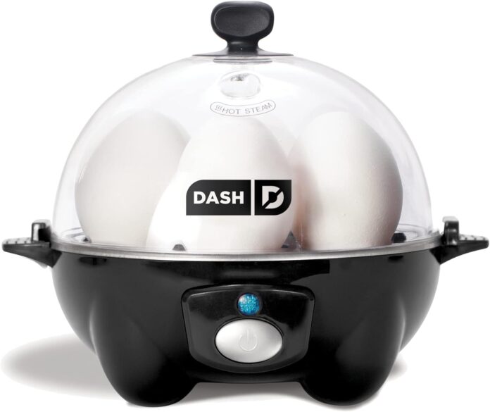 dash rapid egg cooker 6 egg capacity electric egg cooker for hard boiled eggs poached eggs scrambled eggs or omelets wit